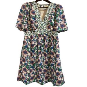 Boden Floral Midi Dress - Blue, Pink, Green